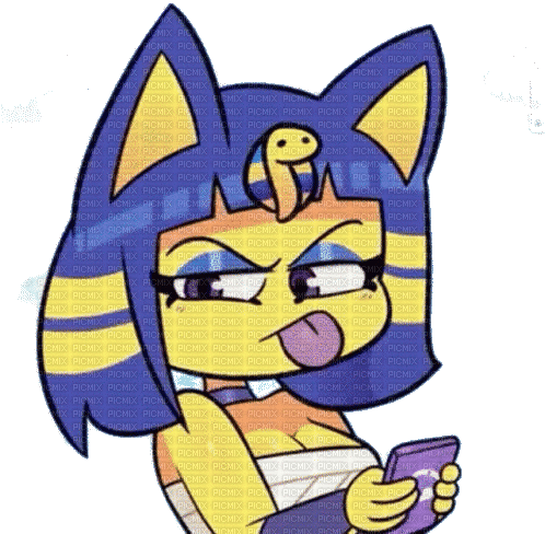 Ankha with a smartphone (Transparent by me) - Gratis geanimeerde GIF