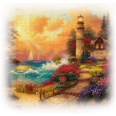 lighthouse  landscape phare paysage - Free PNG