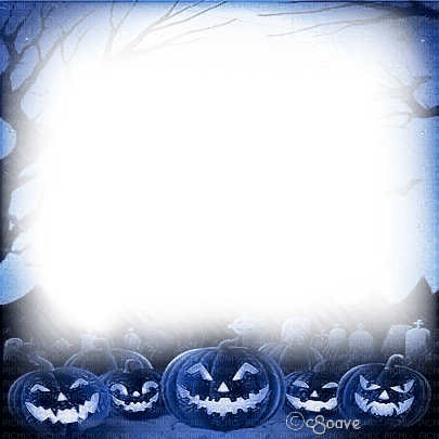 soave frame halloween pumpkin tree forest blue - darmowe png