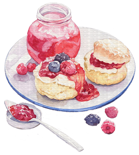 teatime watercolor raspberry jam Bb2 - gratis png