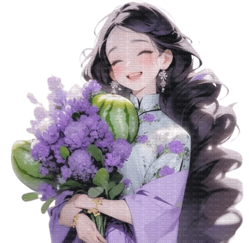 loly33 manga fille fleur - png gratis