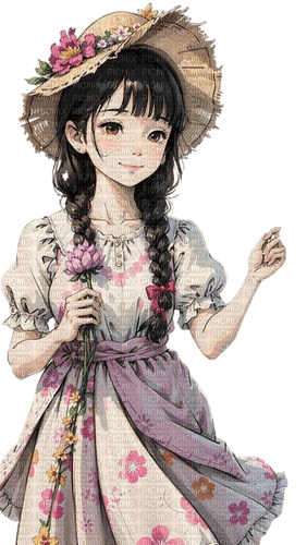 loly33 manga fille fleur - darmowe png