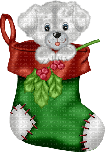 Christmas Stocking -Puppy ------jul strunpa - ücretsiz png