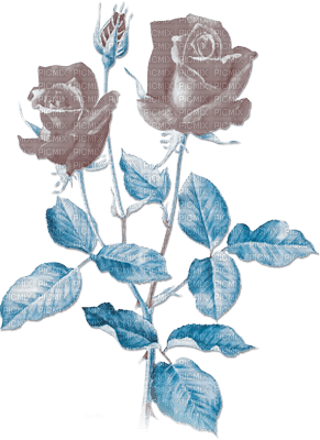 soave deco rose branch vintage blue brown - darmowe png