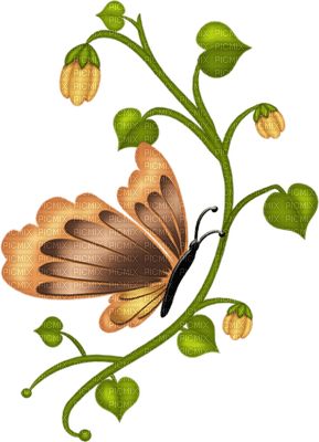 бабочка на стебле - png gratuito