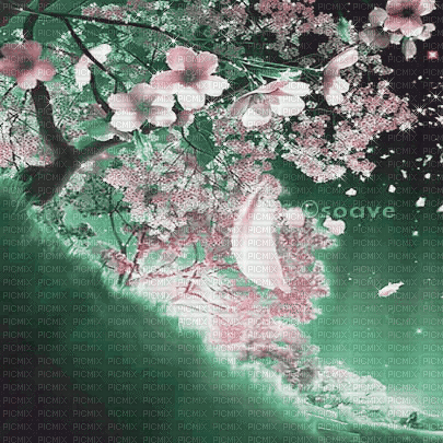 soave background oriental  fantasy pink green - Ücretsiz animasyonlu GIF