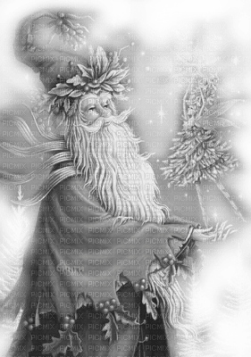 Y.A.M._Christmas Santa Claus fairy black-white - darmowe png