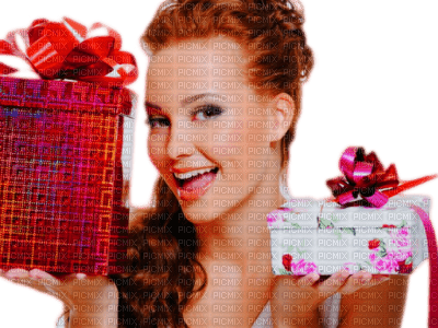 Redhead Woman With Gifts - png ฟรี
