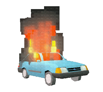 burning car - Animovaný GIF zadarmo