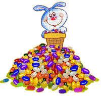 Easter Bunny with Jelly Beans - Безплатен анимиран GIF
