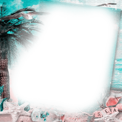 soave frame summer tropical palm beach pink teal - besplatni png