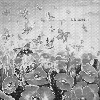 Y.A.M._Summer background flowers black-white - GIF animado grátis
