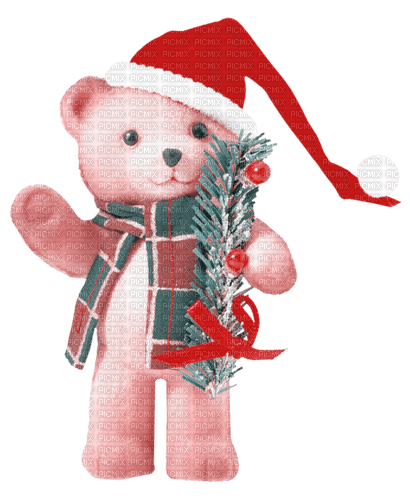 kikkapink christmas deco winter pink teal teddy - png gratis