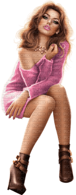 minou-woman-kvinna-pink - PNG gratuit