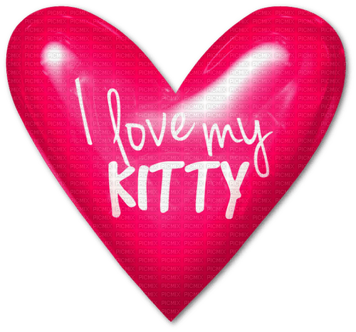 Heart.Text.I Love My Kitty.Pink.White - nemokama png