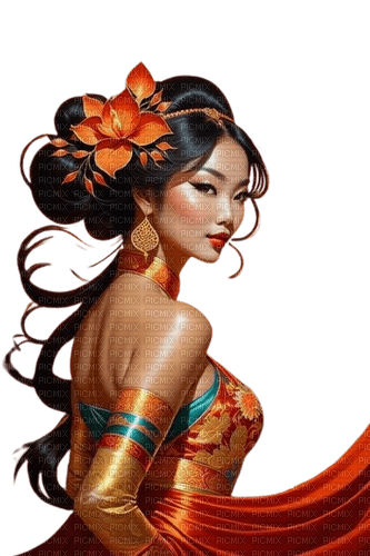 asian woman red - darmowe png
