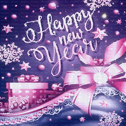 soave background animated happy new year text bow - GIF animado grátis