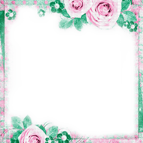 Roses.Frame.Pink.Green - By KittyKatLuv65 - Free PNG