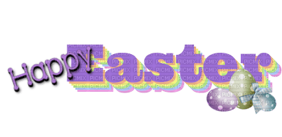 Happy Easter.Text.purple.Victoriabea - PNG gratuit