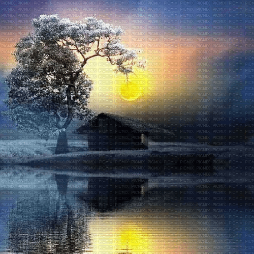 Rena Hintergrund Landschaft Wasser Mond Nacht - фрее пнг