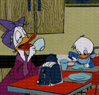 Daisy Duck early morning coffee - Ingyenes animált GIF