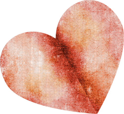 Watercolour Paper Heart folded orange red - Free PNG