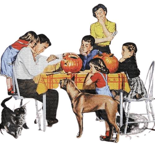 loly33 famille vintage halloween - Free PNG