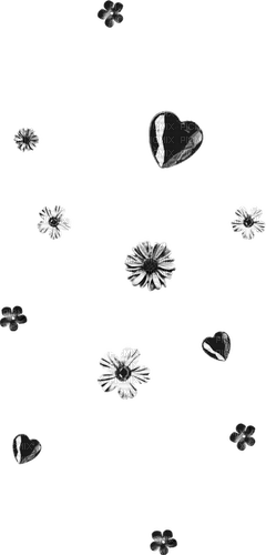 Hearts.Flowers.Black.White - 免费PNG