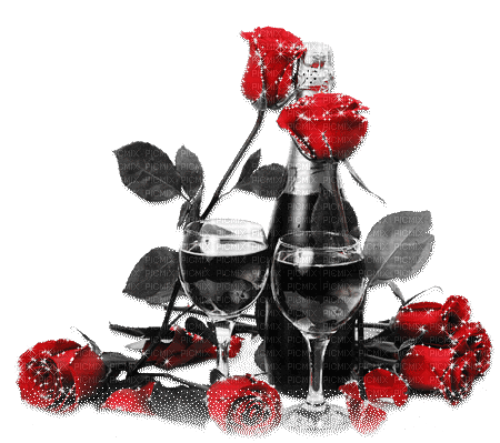 soave deco birthday year flowers rose bottle glass - Ingyenes animált GIF