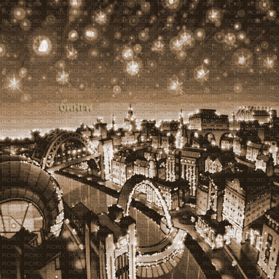 Y.A.M._Anime city background sepia - Δωρεάν κινούμενο GIF