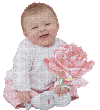 la niña y la rosa - GIF animado grátis