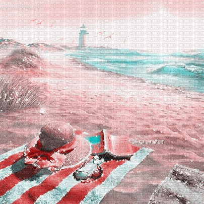 soave background animated beach summer pink teal - GIF animé gratuit