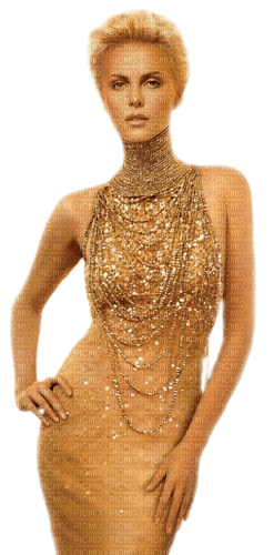Charlize Theron.Gold - By KittyKatLuv65 - безплатен png