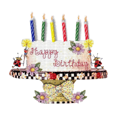 image encre animé effet gâteau pâtisserie bougies  anniversaire coin edited by me