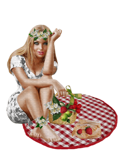 Woman. Strawberry. Summer. Leila - png gratuito