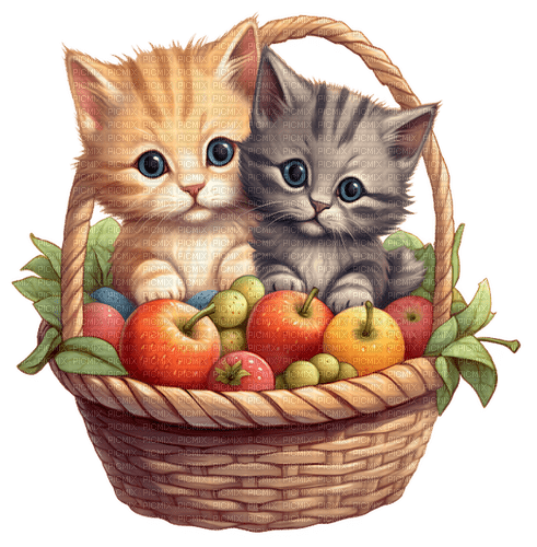 kittens/basket - nemokama png