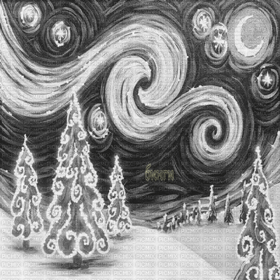 Y.A.M._Winter New year background black-white - GIF animado grátis