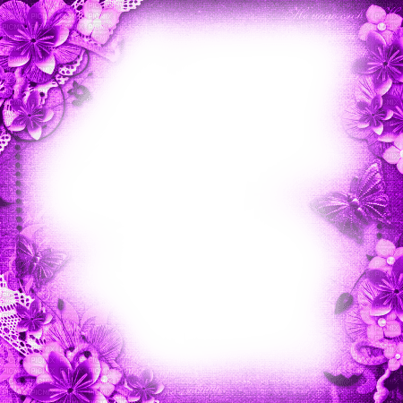 Frame.Flowers.Pink.Purple - By KittyKatLuv65 - ücretsiz png