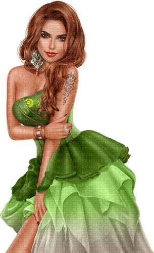 kikkapink spring woman green - png ฟรี