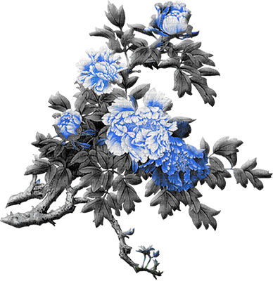 soave deco flowers oriental branch black white - Free PNG