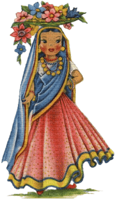 girl in folk costume - Free PNG