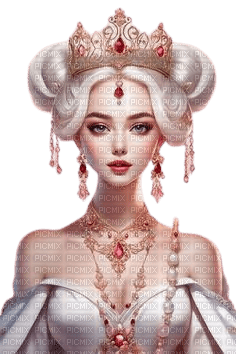 fantasy woman red gold white crown - png gratuito