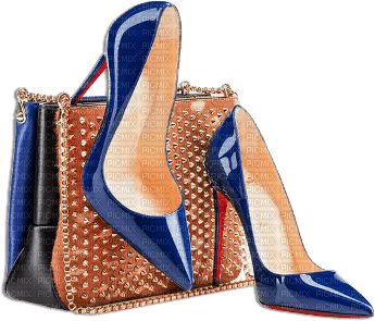 soave deco fashion shoe bag blue brown - PNG gratuit