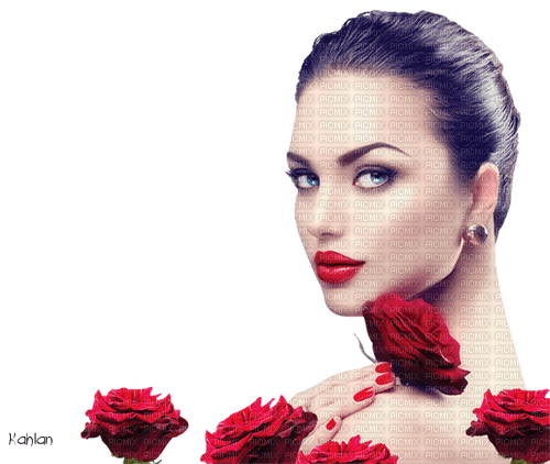 Kobieta i róże - zdarma png
