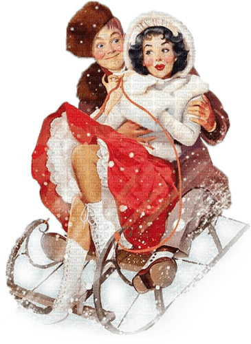 soave couple vintage winter christmas sleigh - фрее пнг