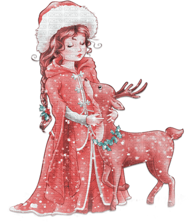 soave woman girl vintage christmas winter animals - бесплатно png
