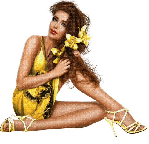 kikkapink woman summer fashion yellow - besplatni png