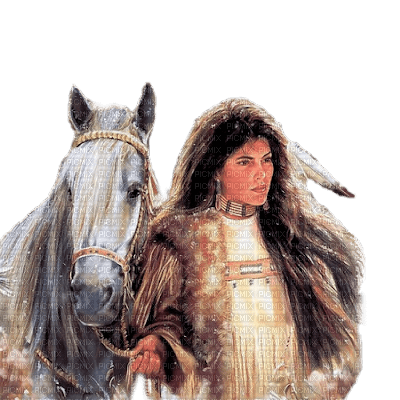 native american woman horse - png gratis