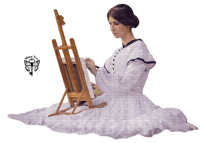 femme peintre vintage - png grátis
