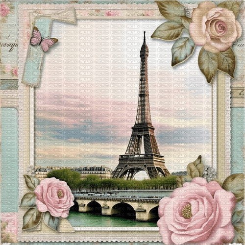 springtimes vintage paris postcard - png ฟรี